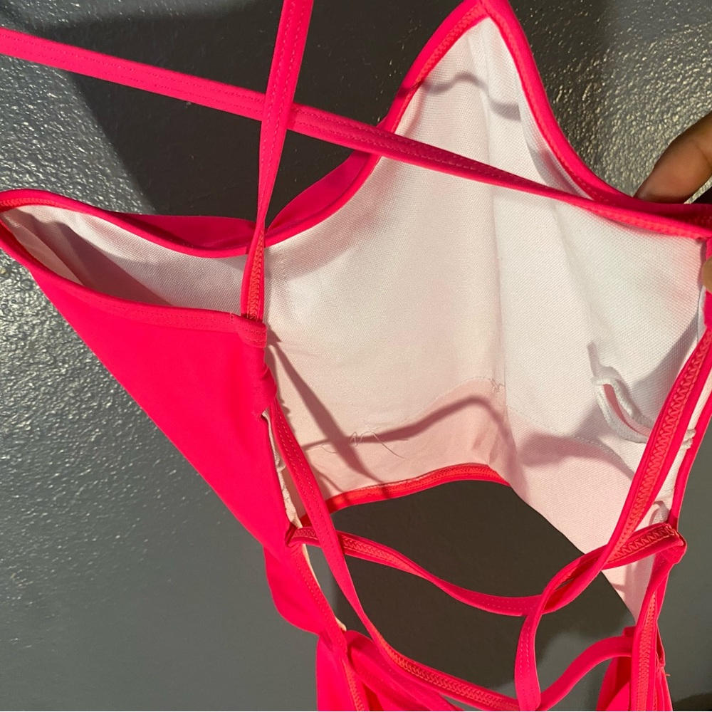 Pink one piece bathing suit
